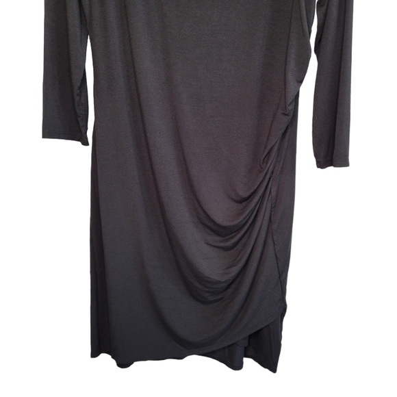 Gibson Black 3/4 Sleeve Ruched Side Jersey Knit Bodycon Dress Women's Size L - Picture 3 of 9